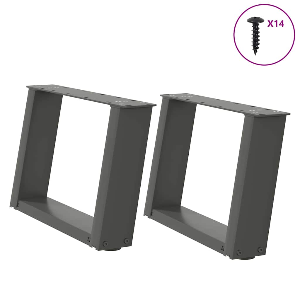 Coffee table legs U-shape 2 pcs. Anthracite 50x(30-31) cm steel