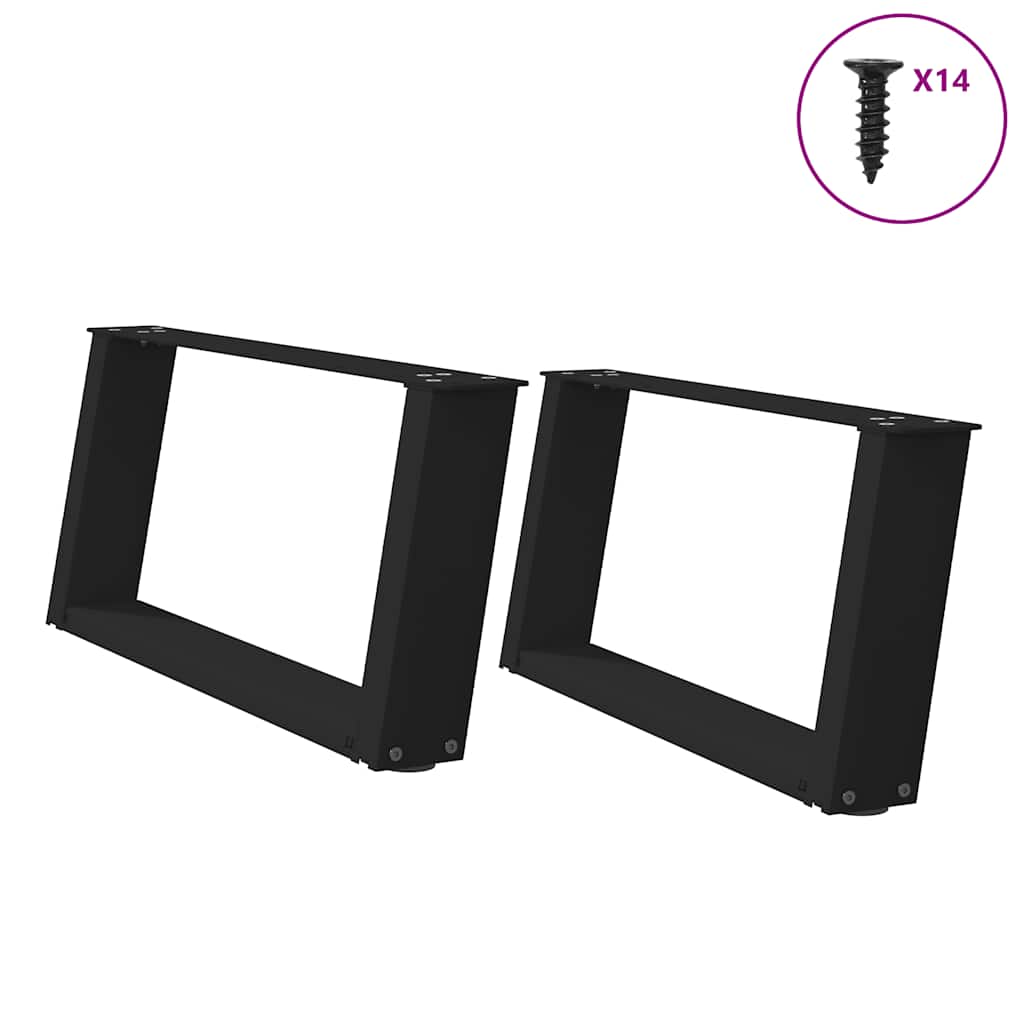 Coffee table legs U-shape 2 pcs. Black 70x(30-31) cm steel