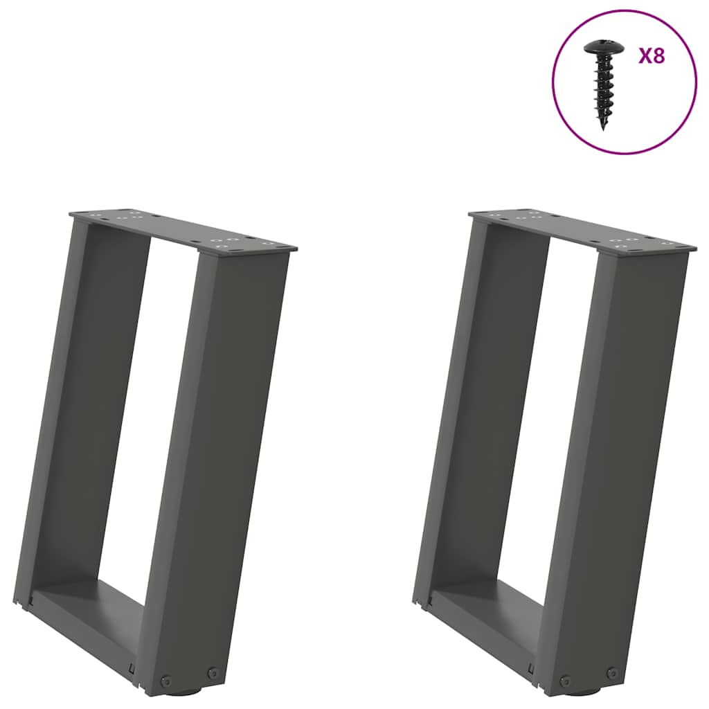 Coffee table legs U-shape 2 pcs. Anthracite 28x(42-43) cm steel