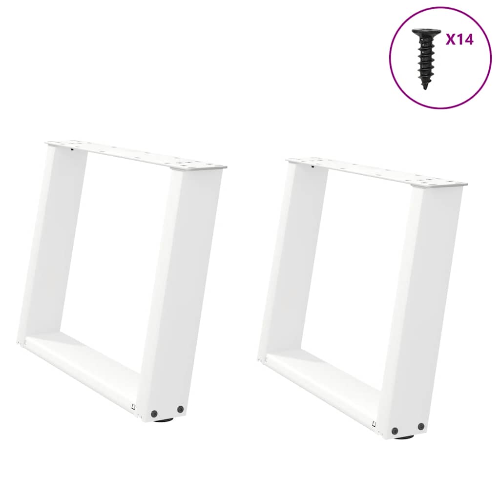 Coffee table legs U-shape 2 pcs. White 60x(42-43) cm steel