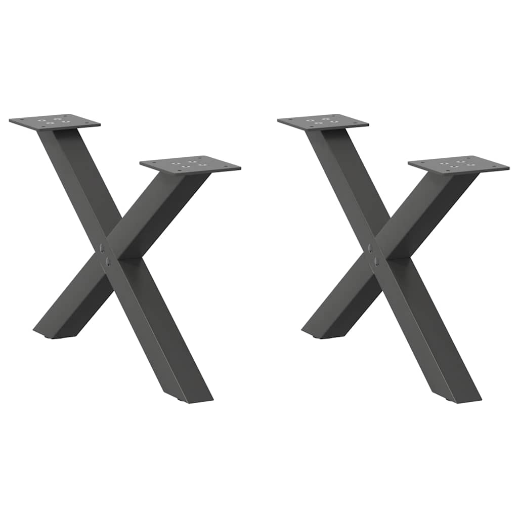 Couchtischbeine X-Form 2 Stk. Anthrazit 50x(30-31) cm Stahl