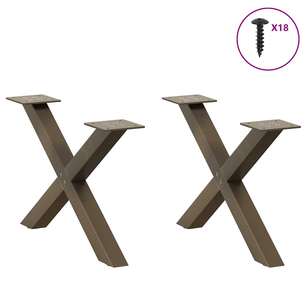 Coffee table legs X-shape 2 pcs. natural steel 50x(30-31) cm steel