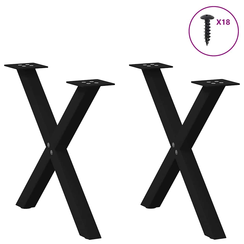 Coffee table legs X-shape 2 pcs. Black 60x(42-43) cm steel