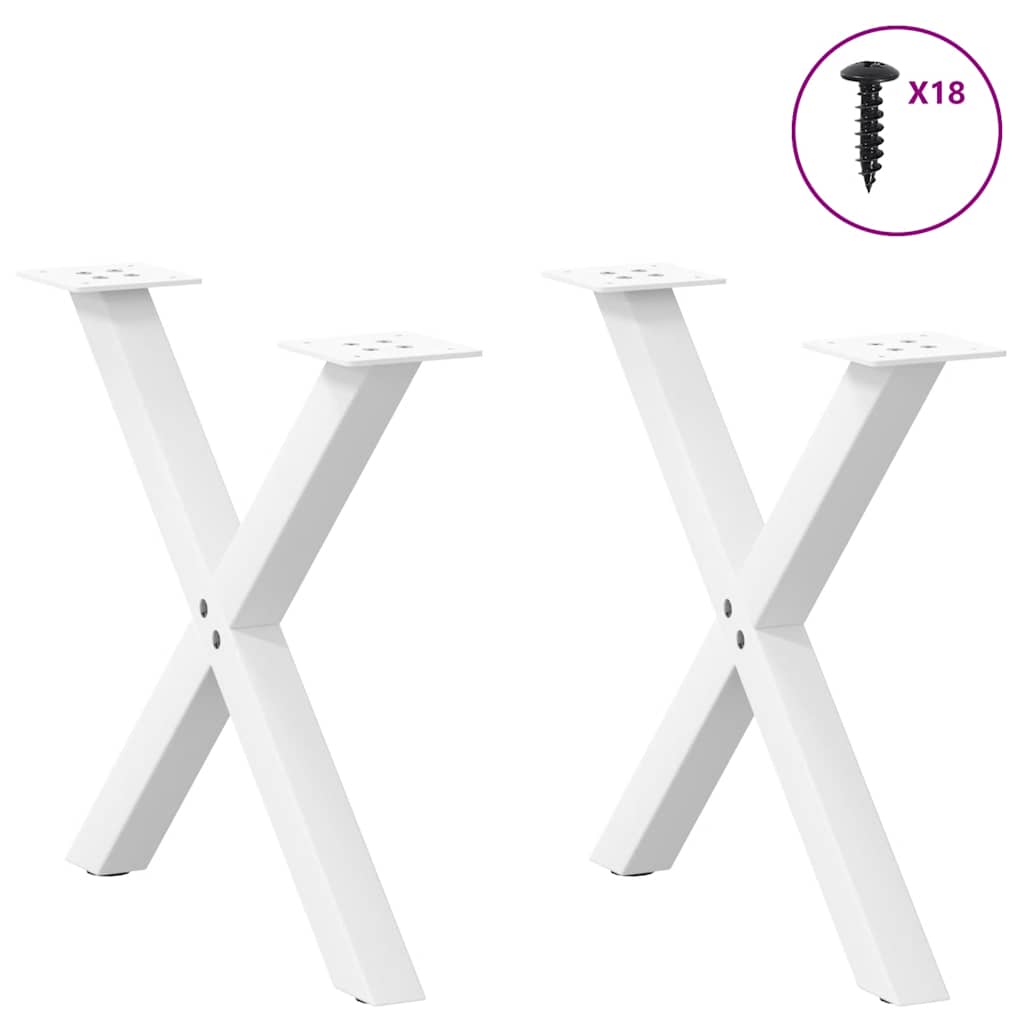 Coffee table legs X-shape 2 pcs. White 60x(42-43) cm steel