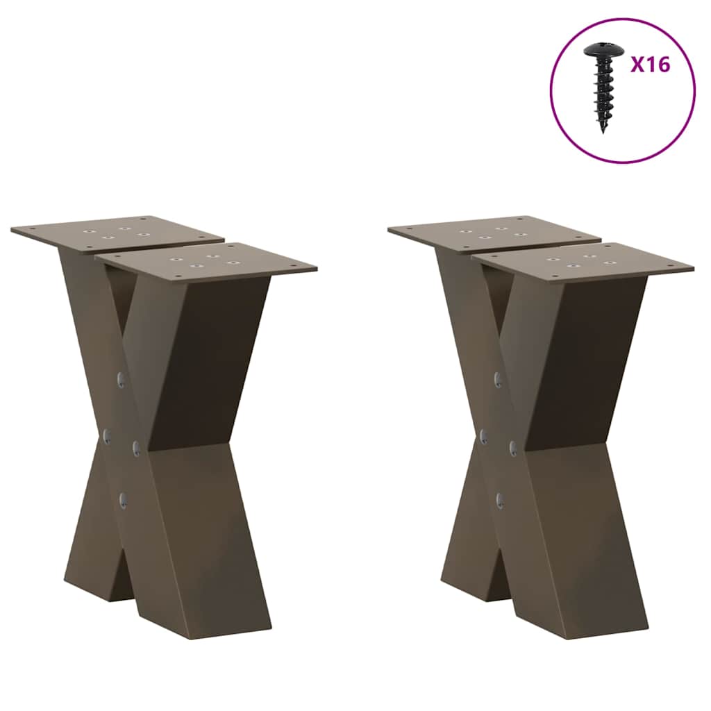 Coffee table legs X-shape 2 pcs. natural steel 30x(30-31) cm steel