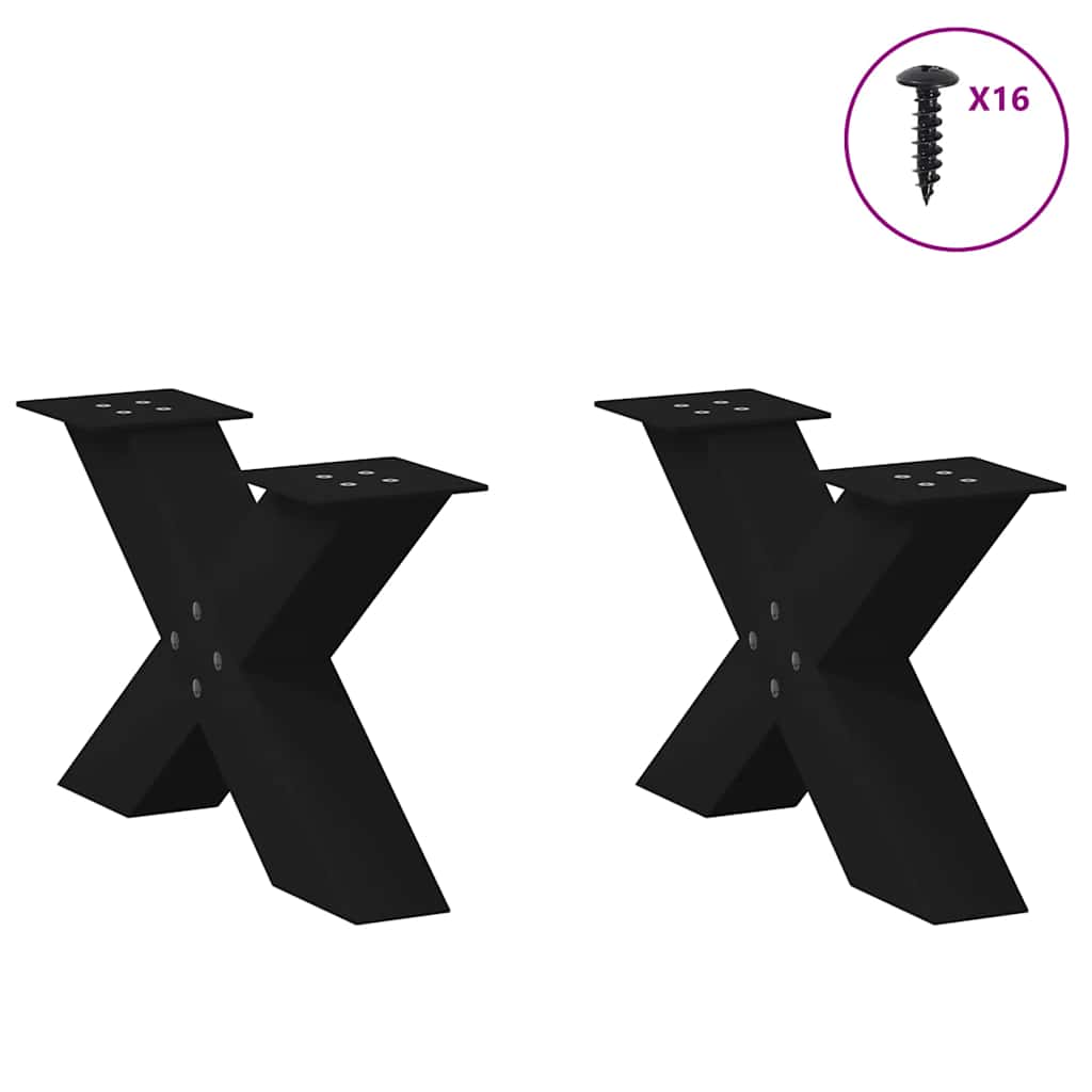 Coffee table legs X-shape 2 pcs. Black 50x(30-31) cm steel