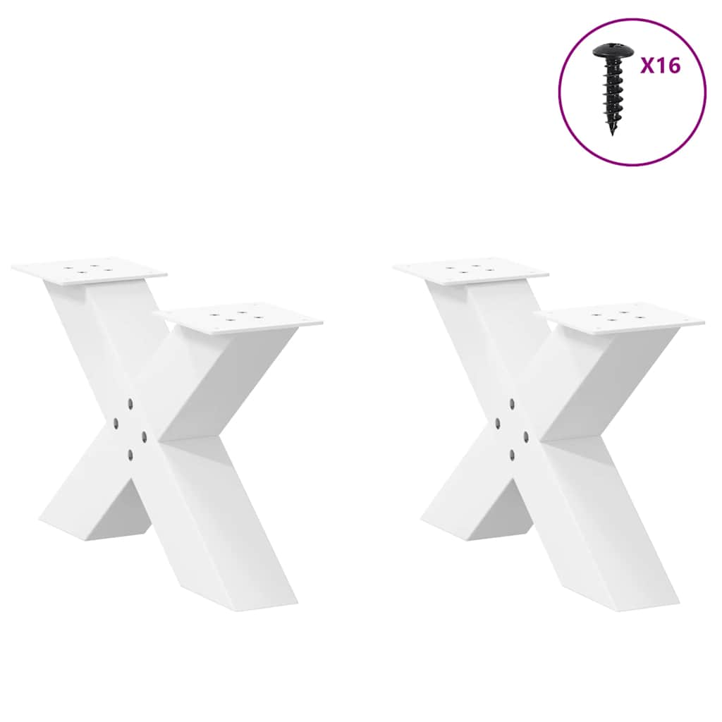 Coffee table legs X-shape 2 pcs. White 50x(30-31) cm steel