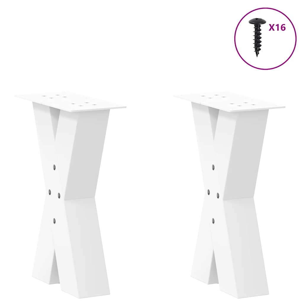 Coffee table legs X-shape 2 pcs. White 38x(42-43) cm steel