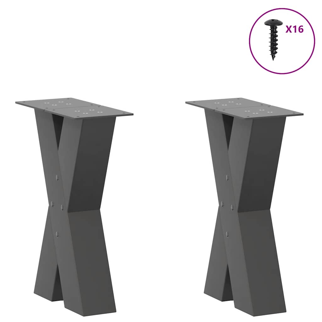 Coffee table legs X-shape 2 pcs. Anthracite 38x(42-43) cm steel