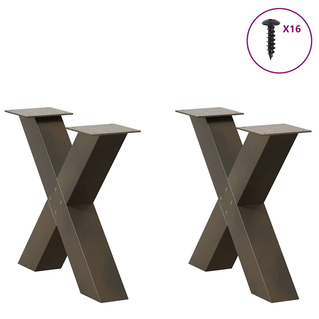 Coffee table legs X-shape 2 pcs. Natural steel 50x(42-43) cm steel