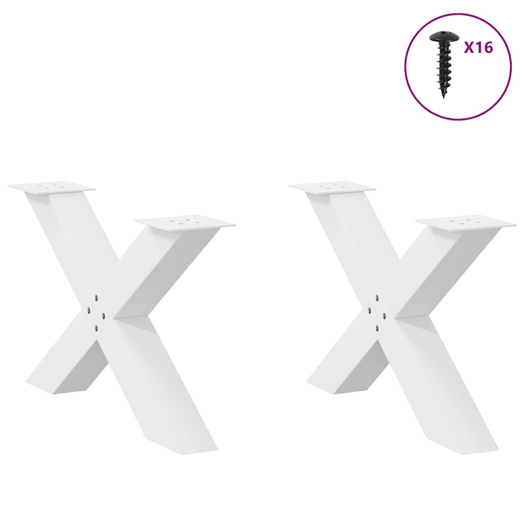Coffee table legs X-shape 2 pcs. White 70x(42-43) cm steel