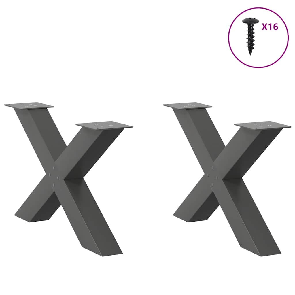 Coffee table legs X-shape 2 pcs. Anthracite 70x(42-43) cm steel