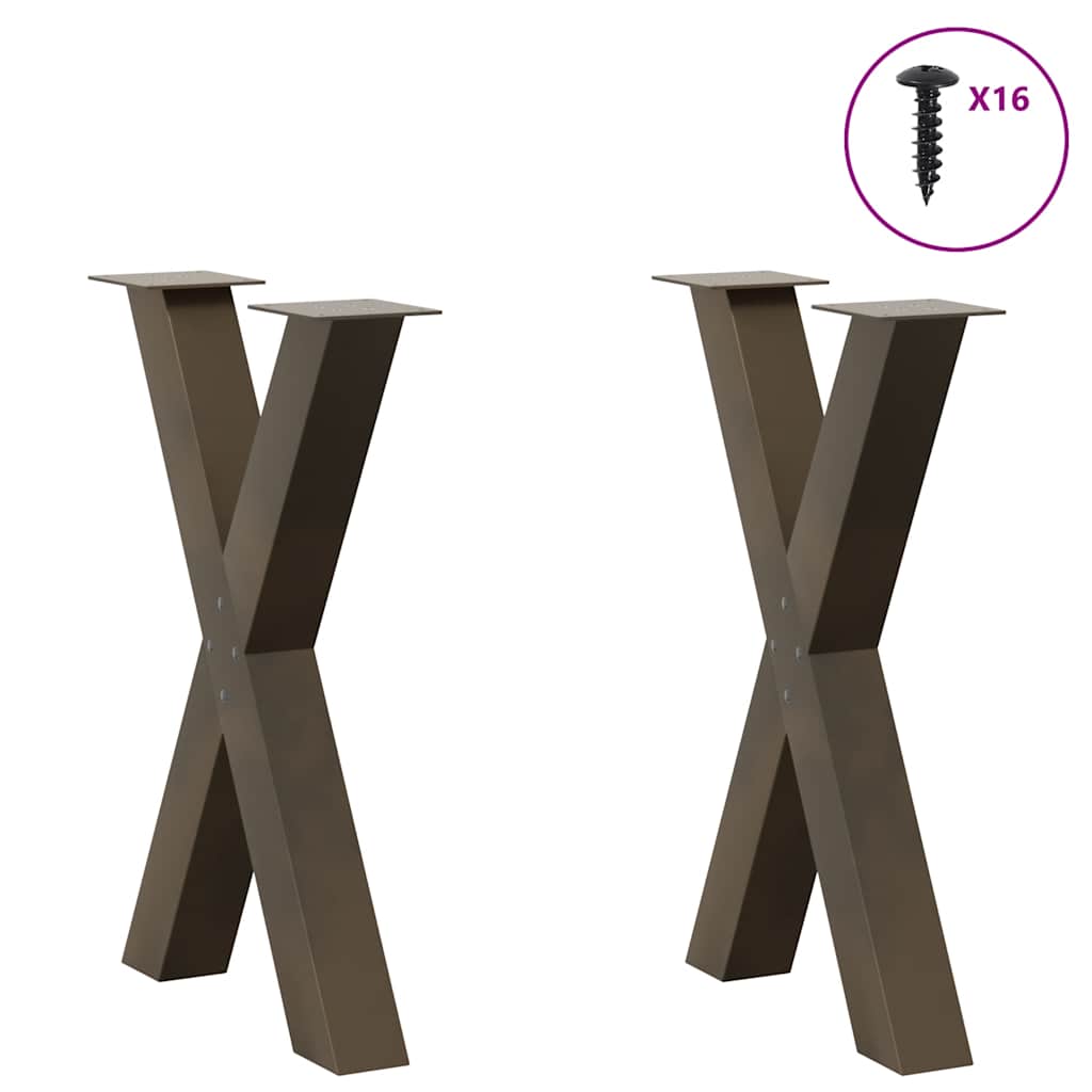 Dining table legs X-shape 2 pcs. Natural steel 50x(72-73) cm steel