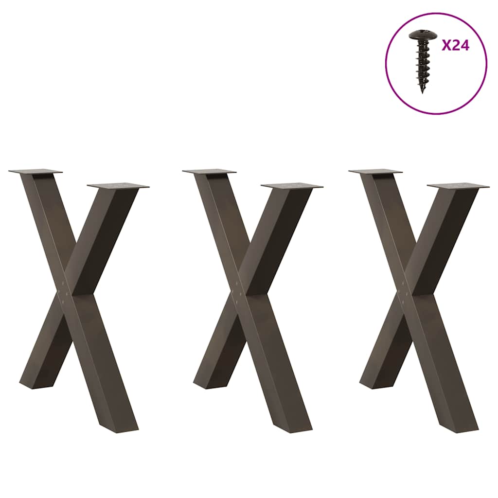 Dining table legs X-shape 3 pcs. Natural steel 70x(72-73) cm steel
