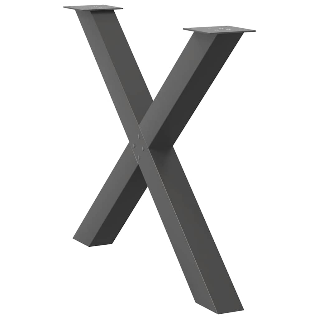 Dining table legs X-shape 3 pcs. Anthracite 90x(72-73) cm steel