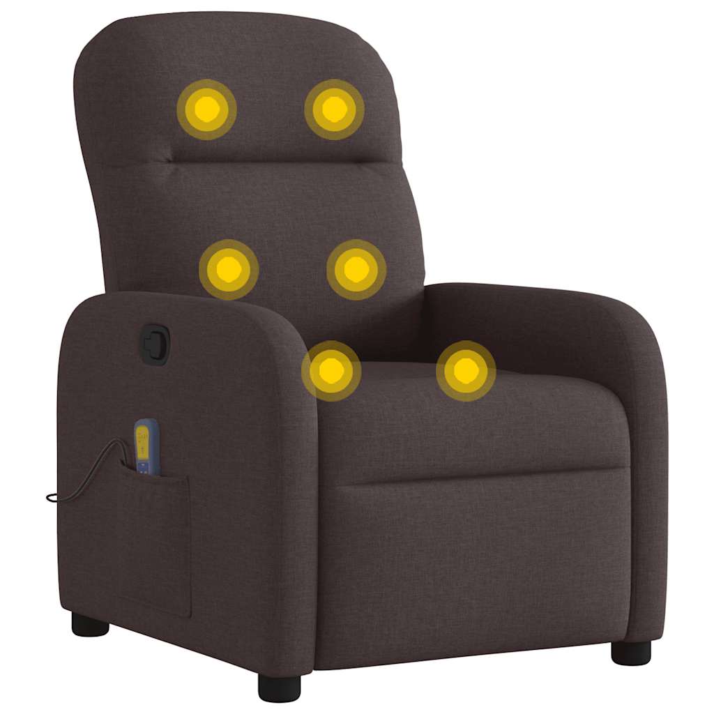 Massage Chair Dark Brown Fabric