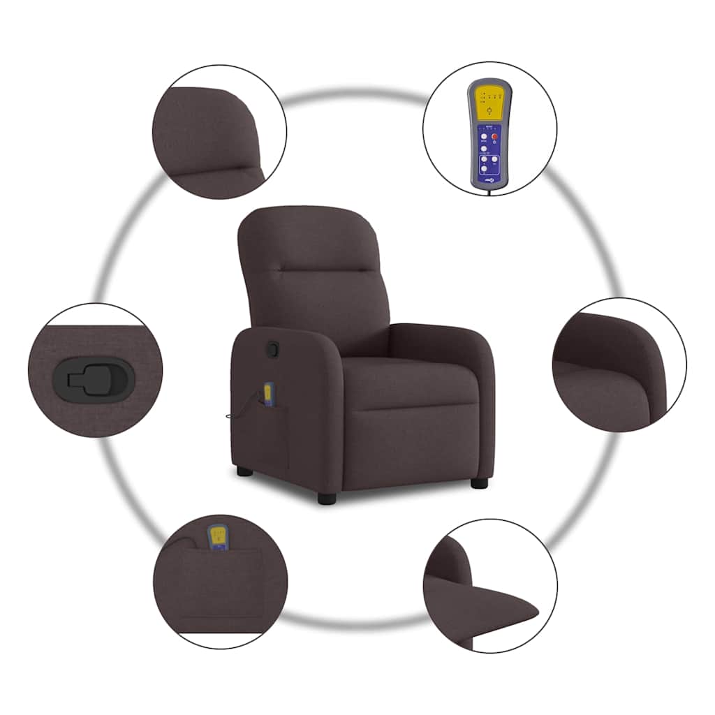 Massage Chair Dark Brown Fabric