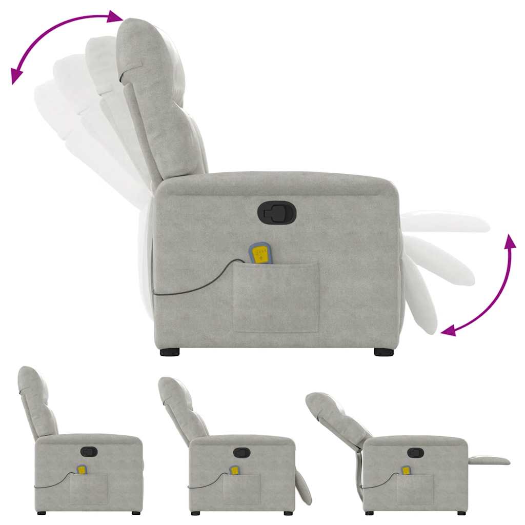 Massagesessel Hellgrau Mikrofasergewebe
