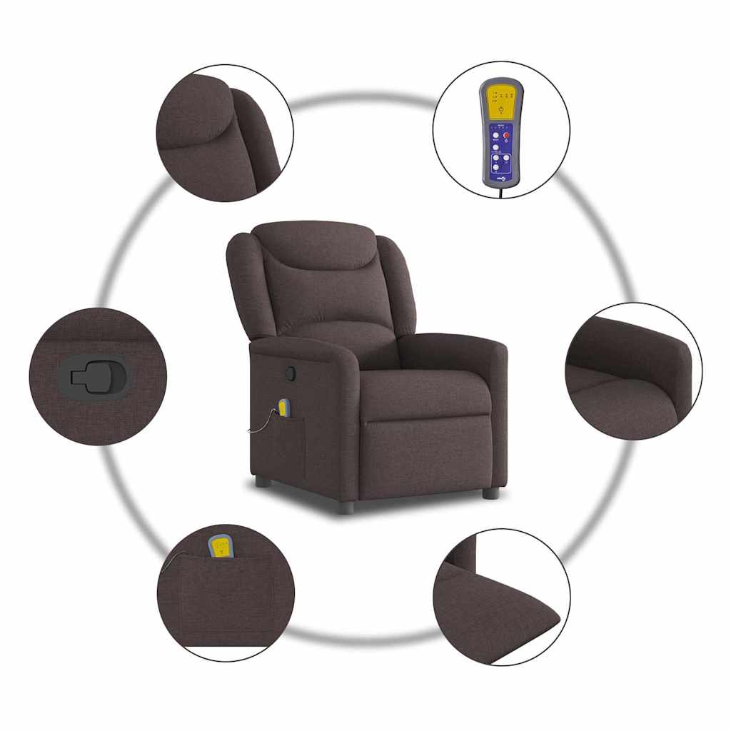 Massage Chair Dark Brown Fabric
