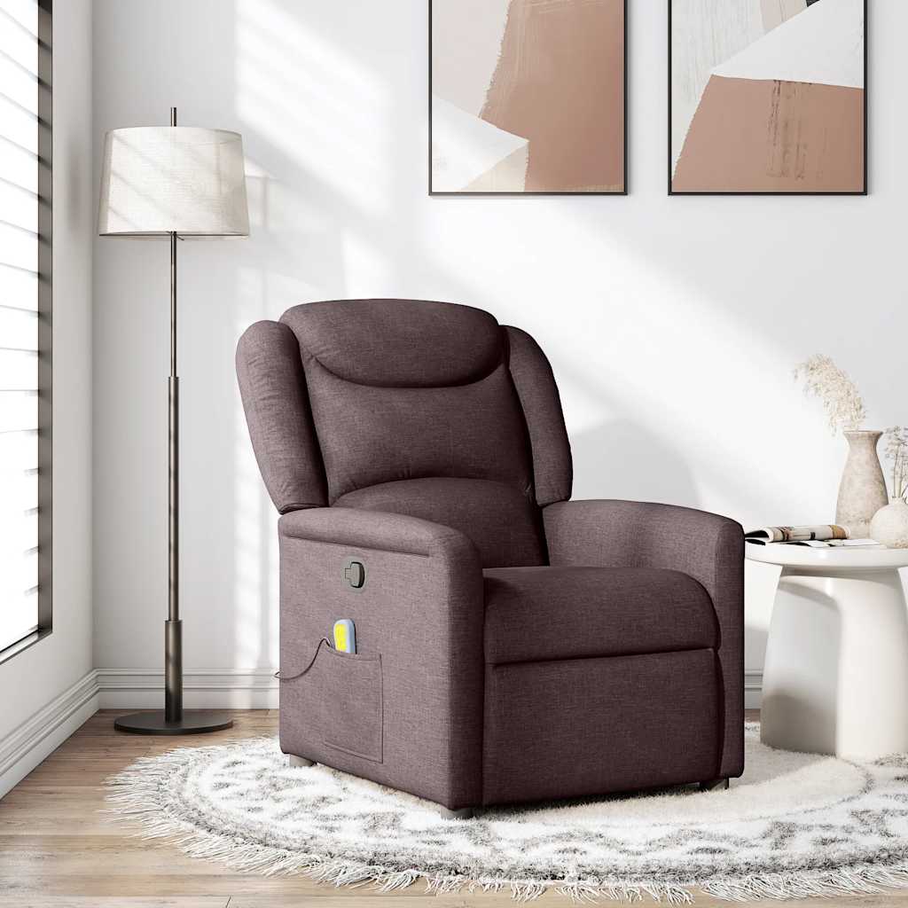 Massage Chair Dark Brown Fabric