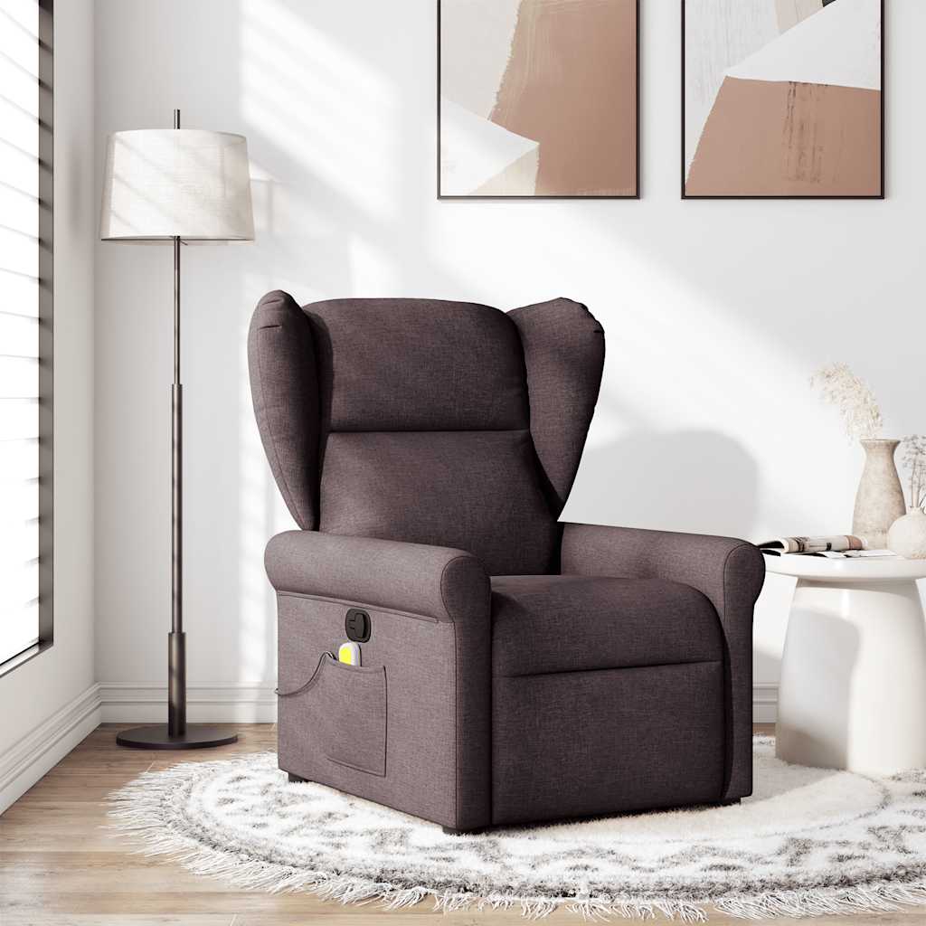 Massage Chair Dark Brown Fabric
