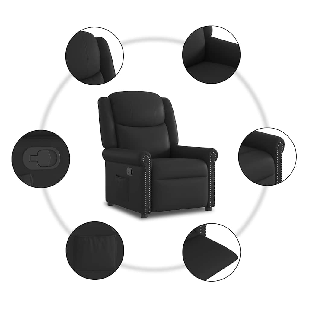 Relaxing Chair Glossy Black Faux Leather