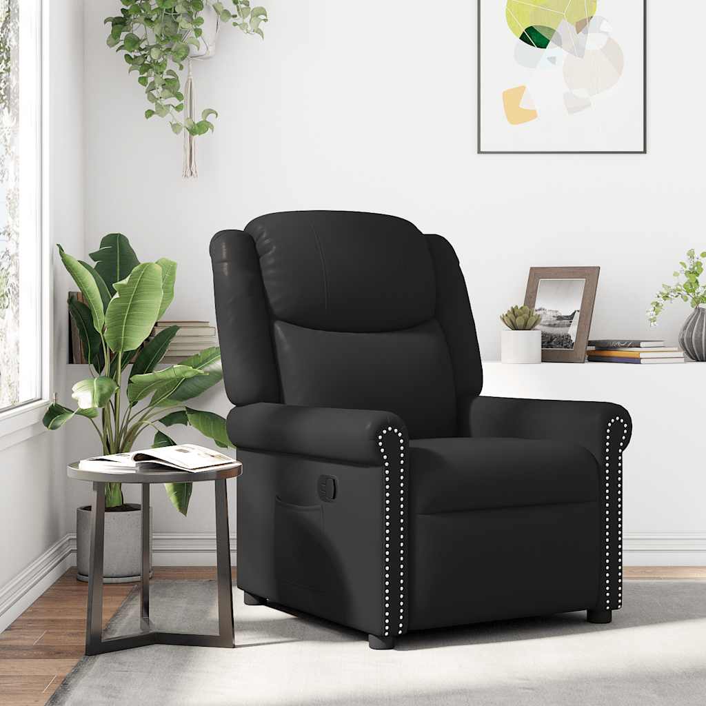 Relaxing Chair Glossy Black Faux Leather