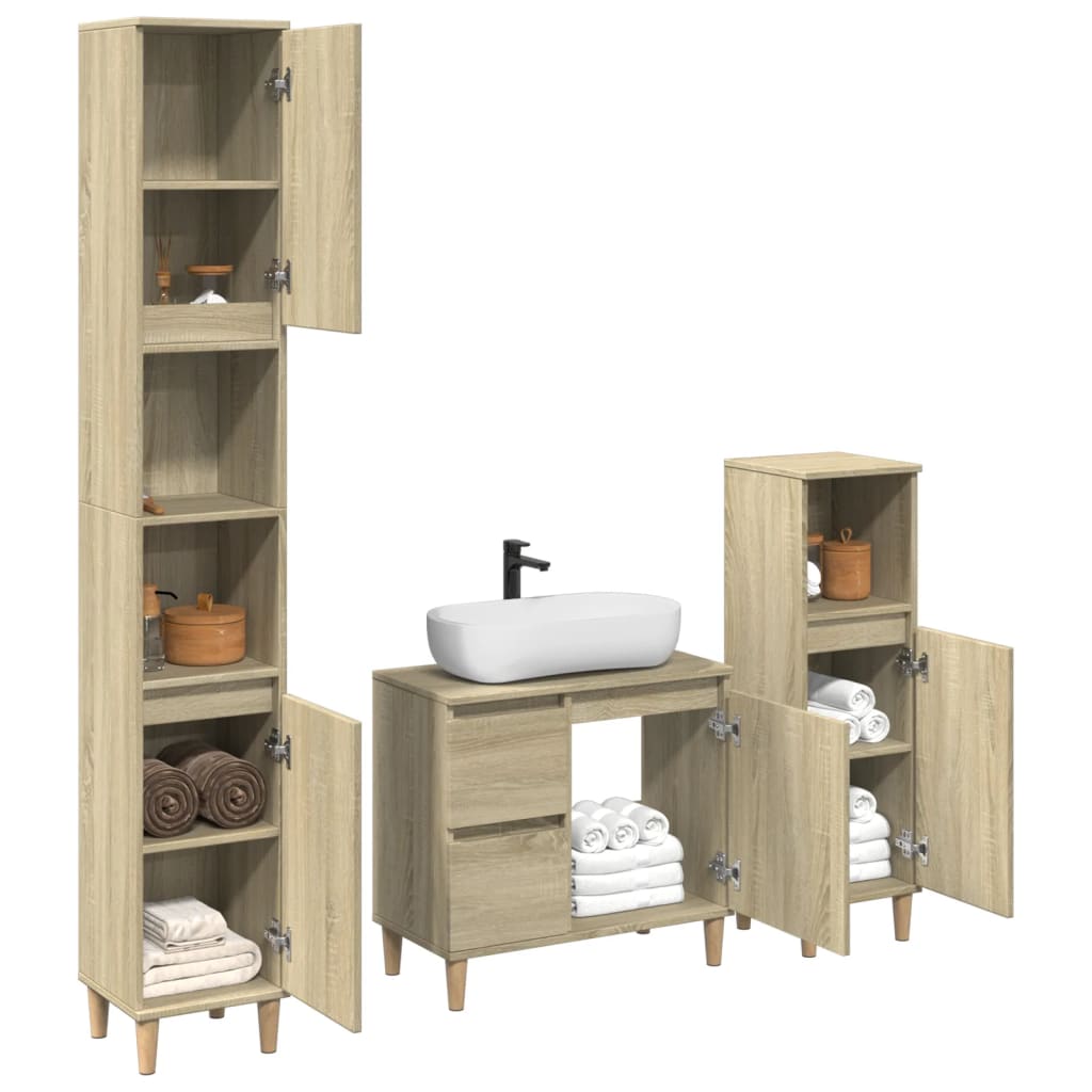 3-piece bathroom furniture set Sonoma oak wood-based material