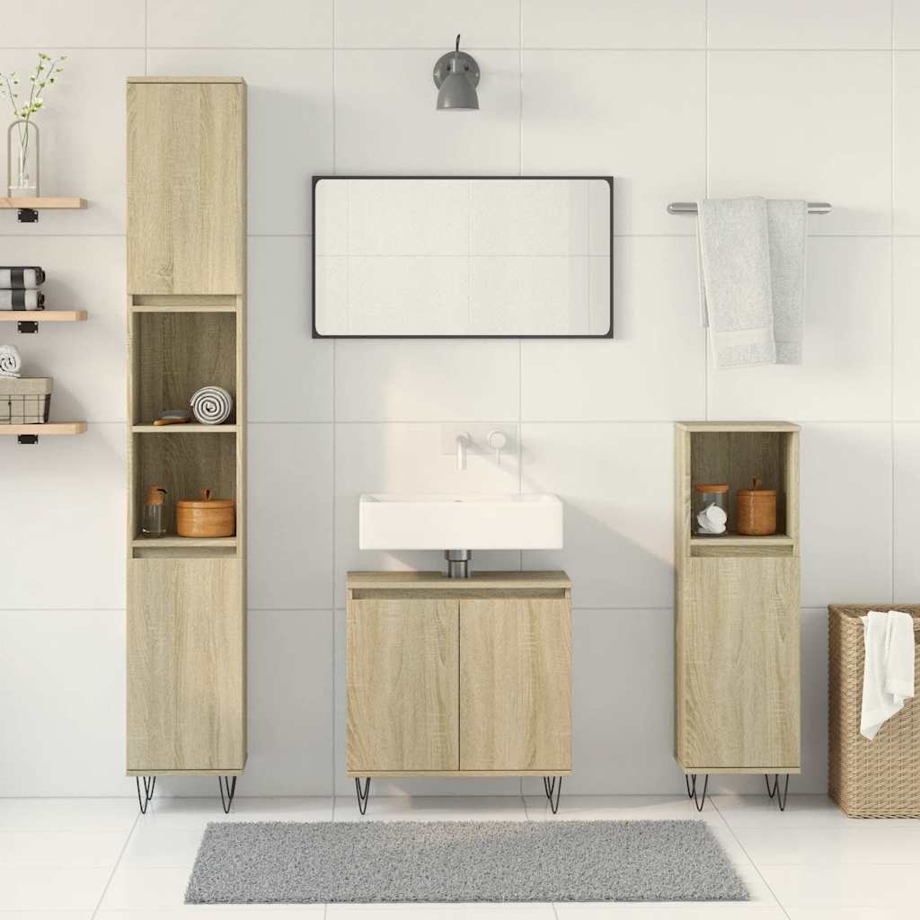 3-piece bathroom furniture set Sonoma oak wood-based material