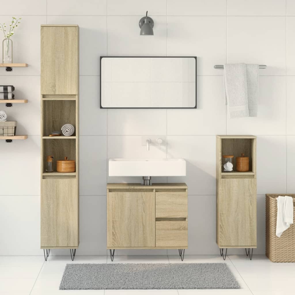 3-piece bathroom furniture set Sonoma oak wood-based material
