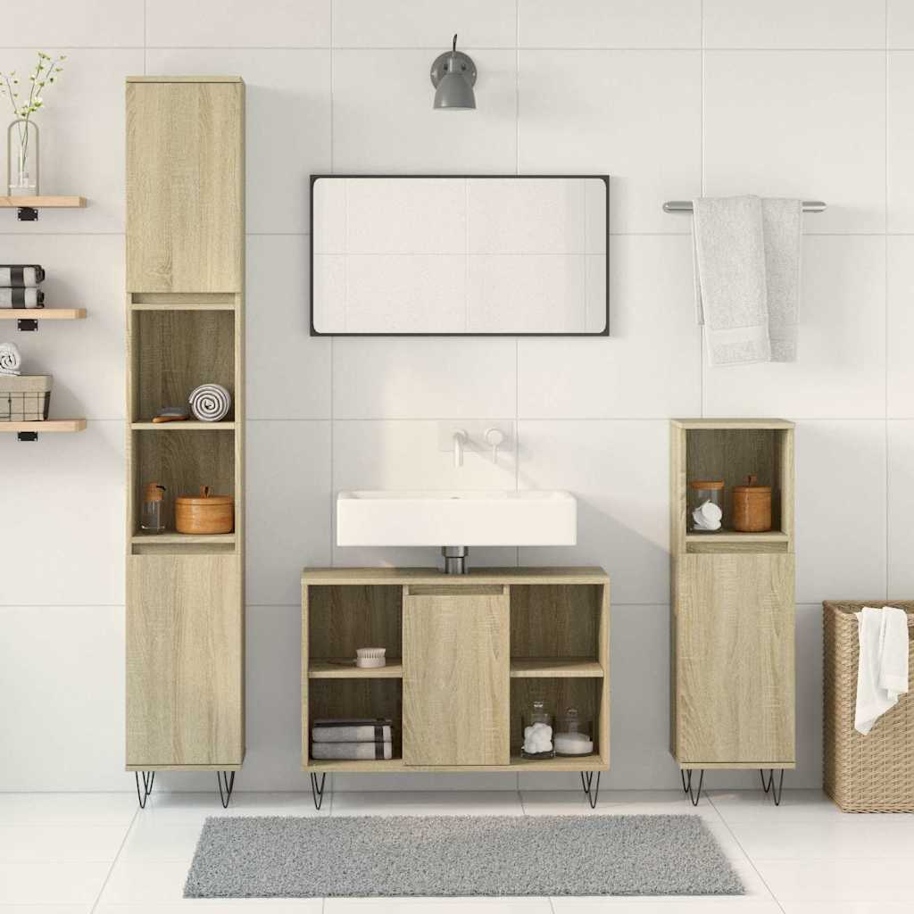 3-piece bathroom furniture set Sonoma oak wood-based material
