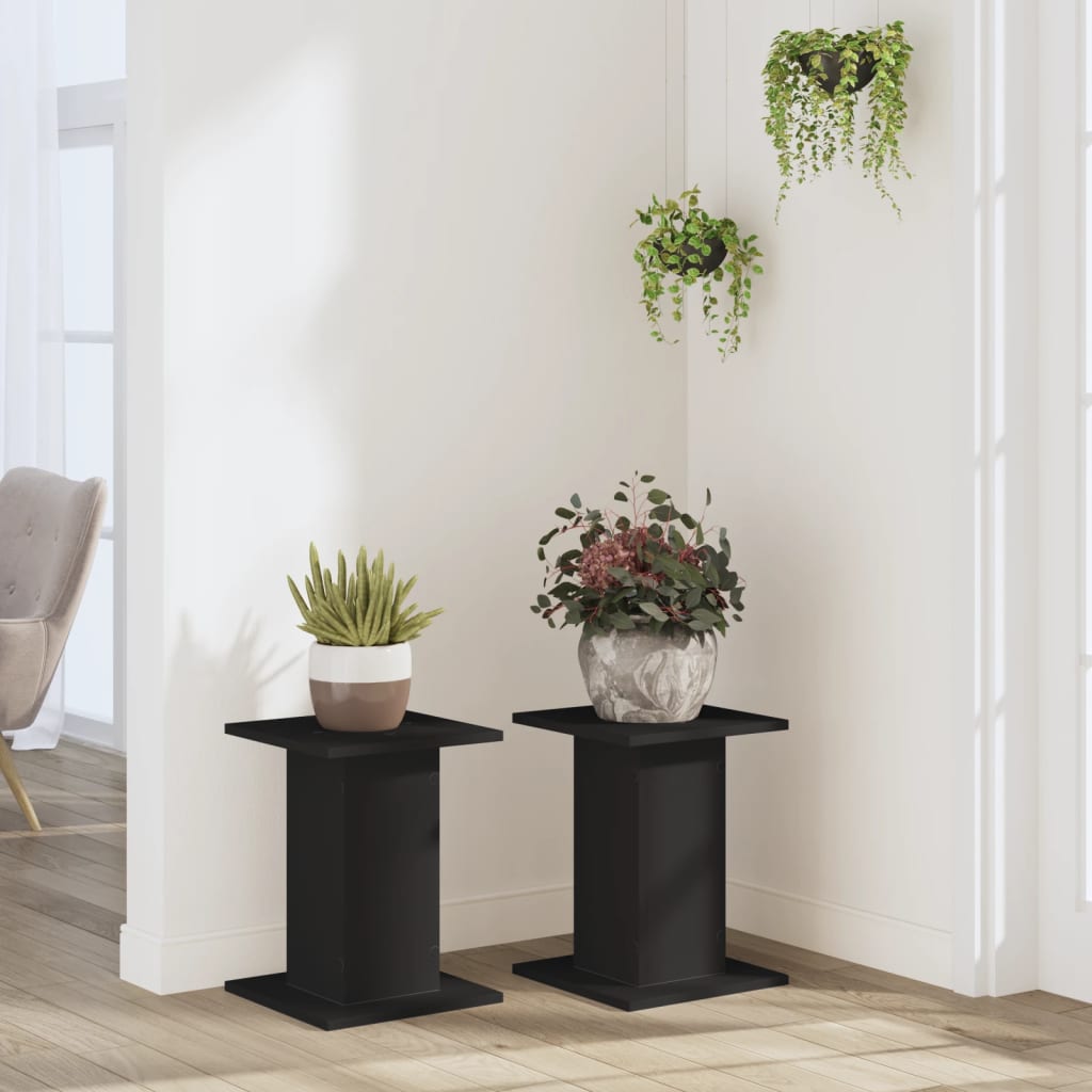 Plant stand 2 pcs. Black 30x30x40 cm wood material