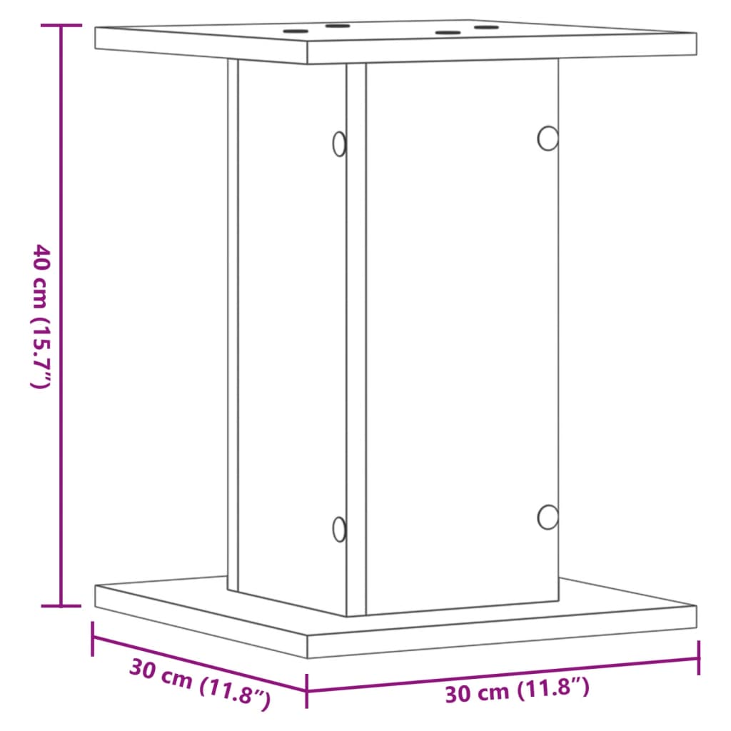 Plant stand 2 pcs. Black 30x30x40 cm wood material