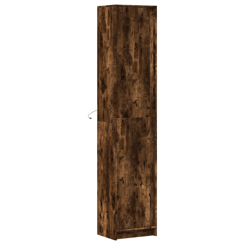 Highboard with LED lighting smoked oak 41.5x32.5x200 cm