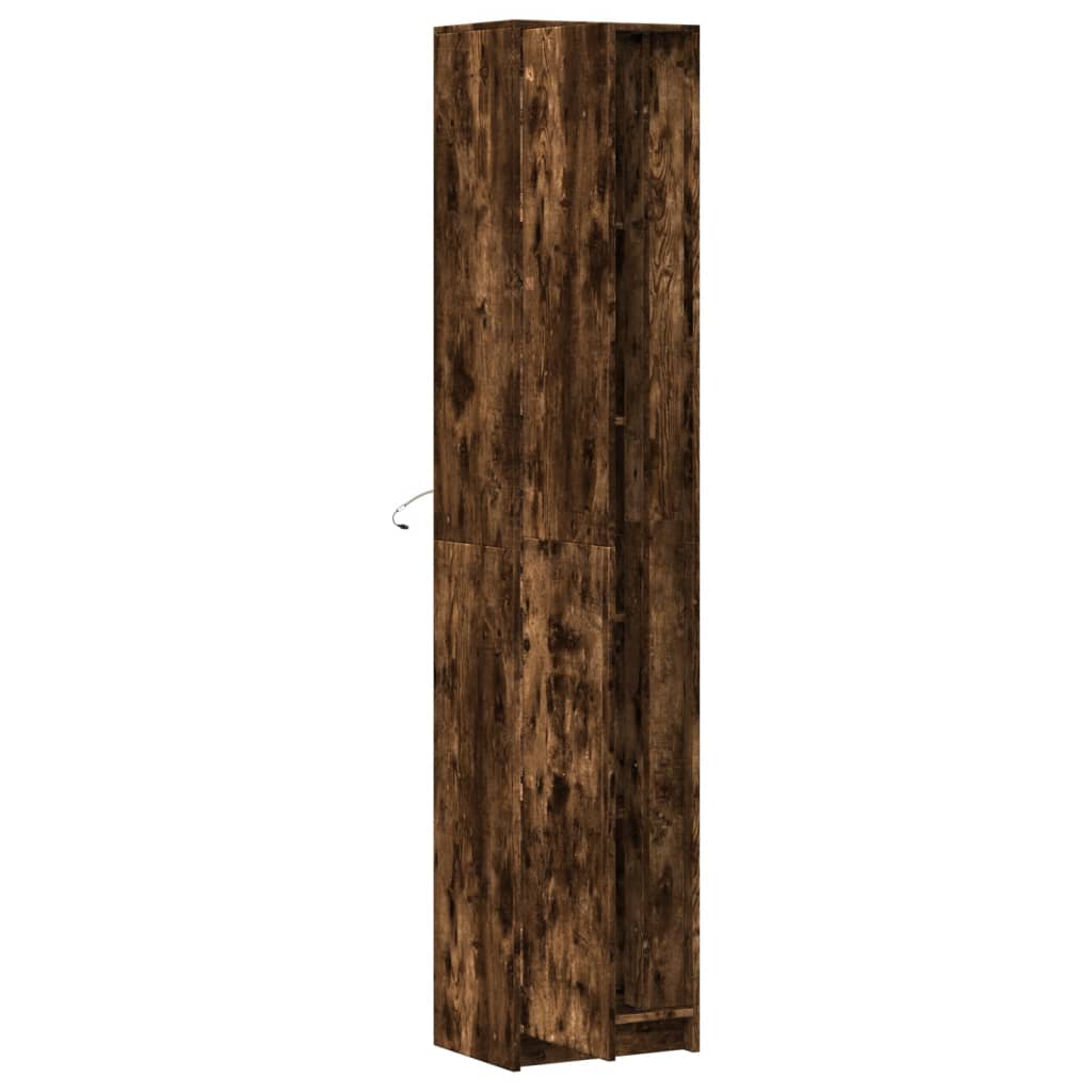Highboard with LED lighting smoked oak 41.5x32.5x200 cm