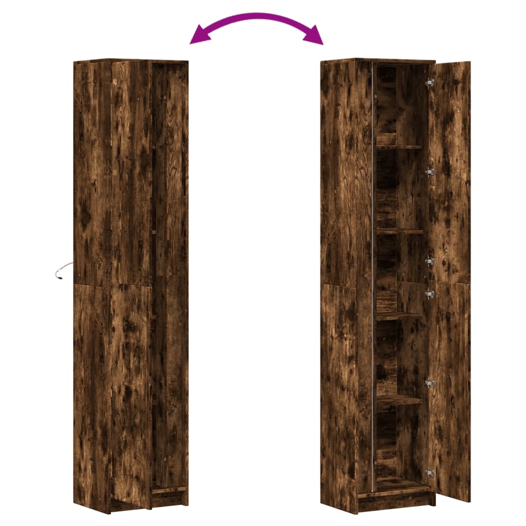 Highboard with LED lighting smoked oak 41.5x32.5x200 cm
