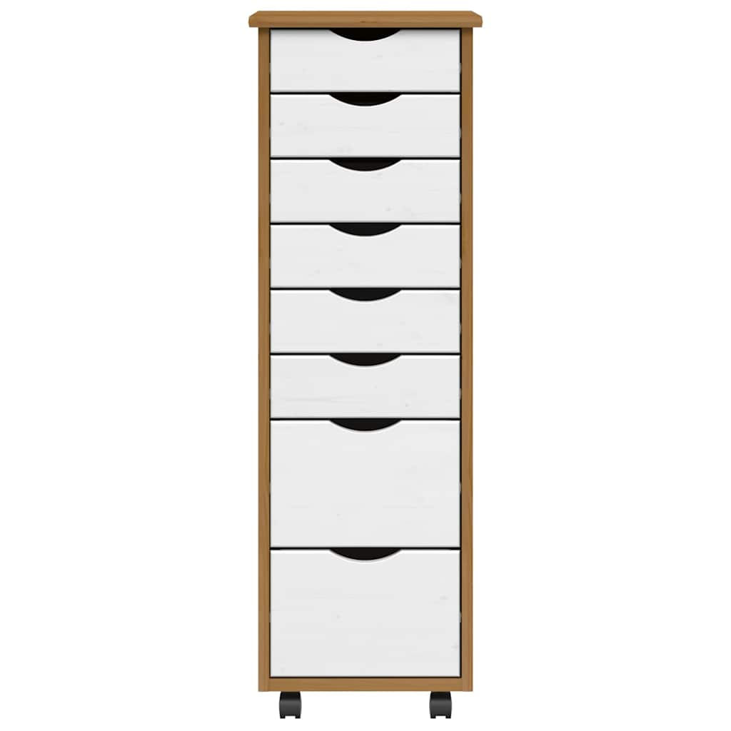 Rolling Cabinet with Drawers MOSS Honey Brown Solid Pine