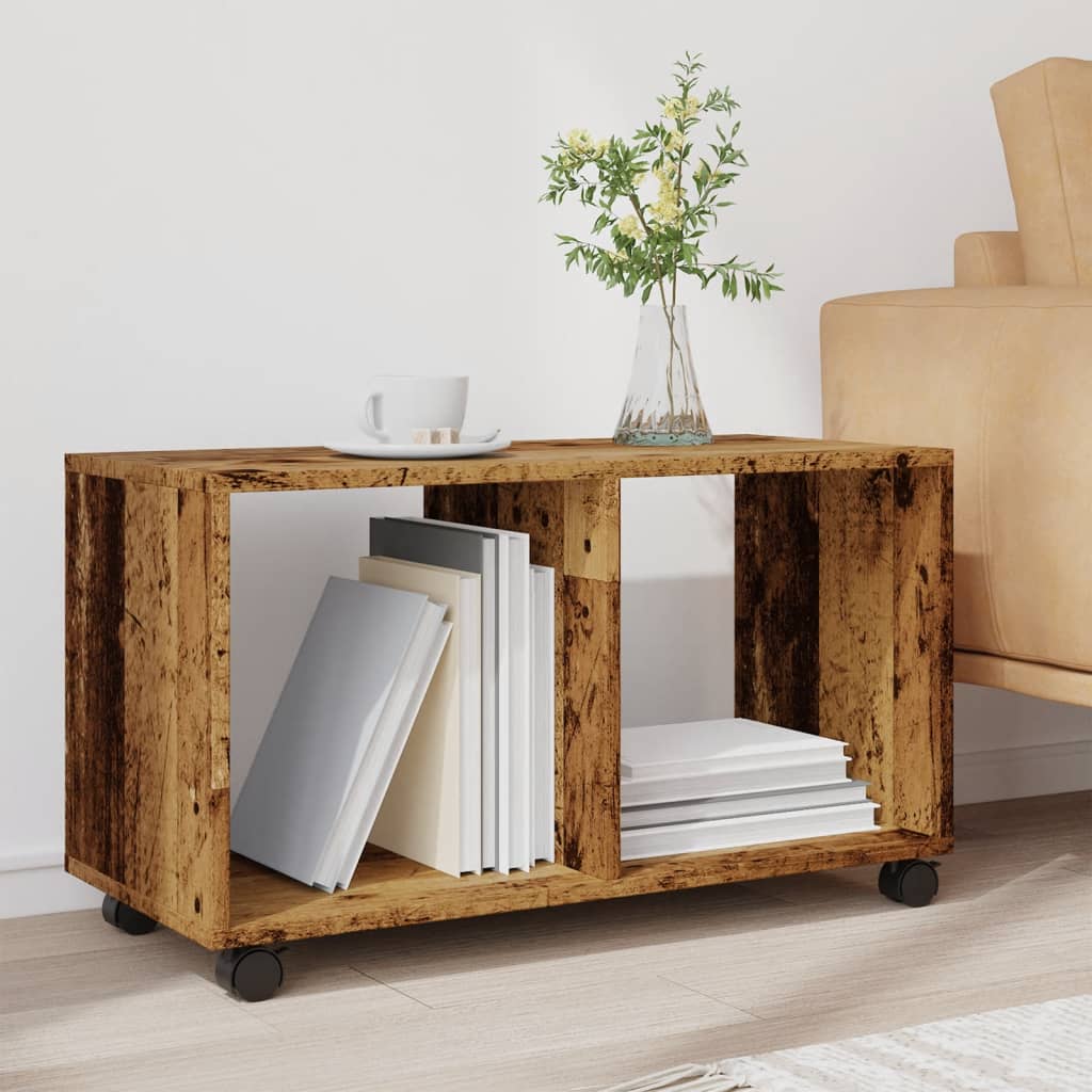 Rolling Cabinet Old Wood Look 72x33x42.5 cm Wood Material