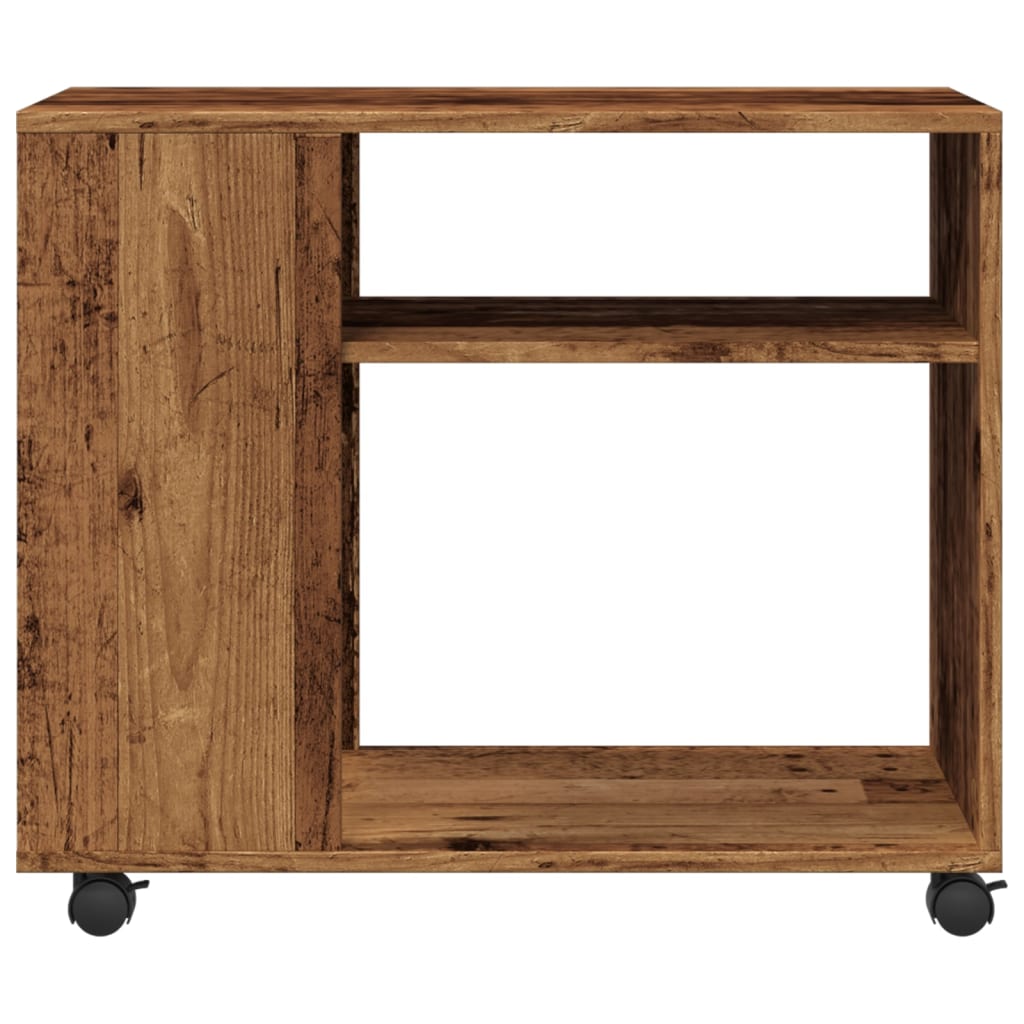 Side table with wheels old wood look 70x35x60cm wood material