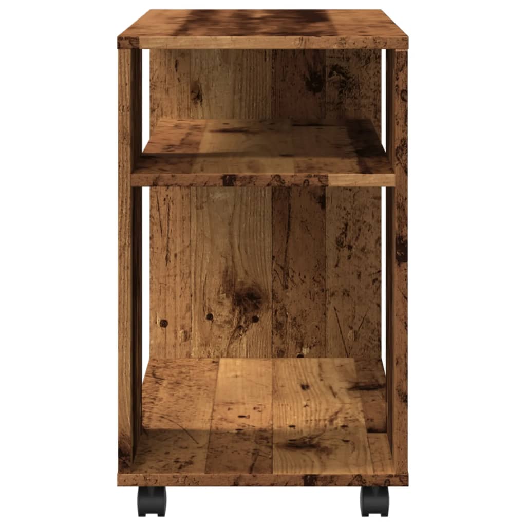 Side table with wheels old wood look 70x35x60cm wood material