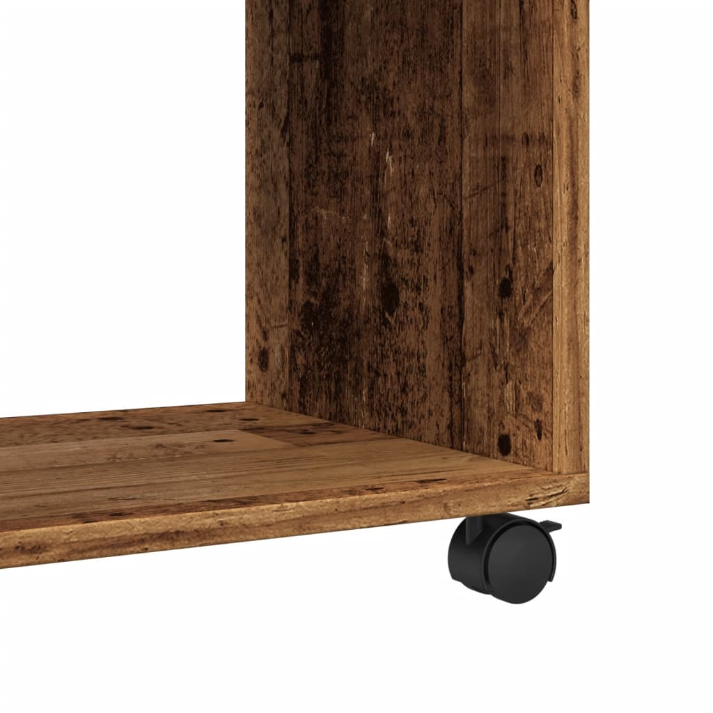 Side table with wheels old wood look 70x35x60cm wood material