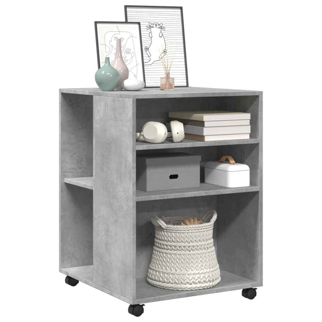 Side table with wheels concrete grey 55x60x78 cm wood material