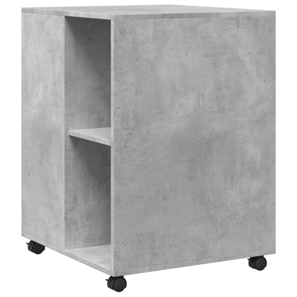 Side table with wheels concrete grey 55x60x78 cm wood material