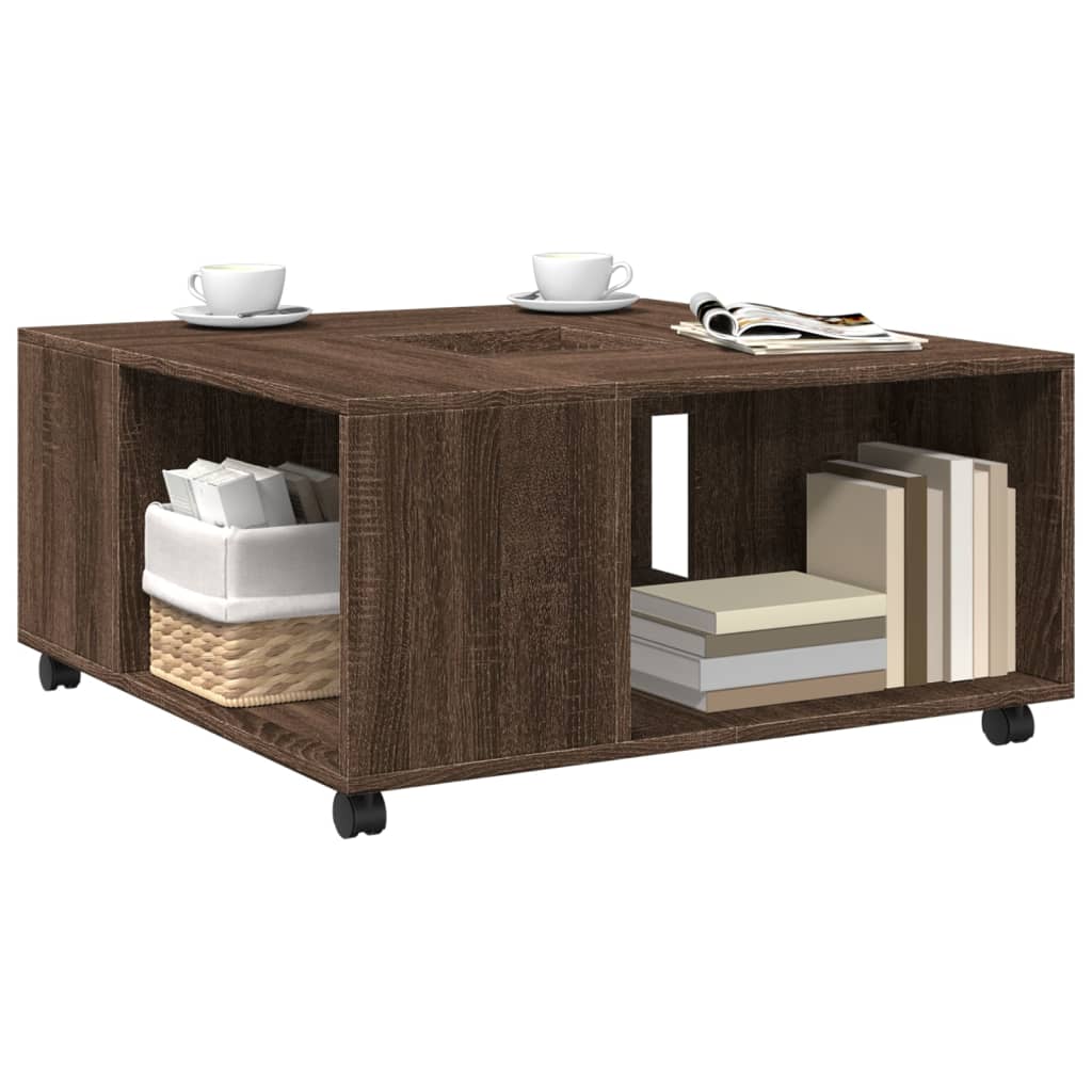 Coffee table brown oak look 80x80x40 cm wood material