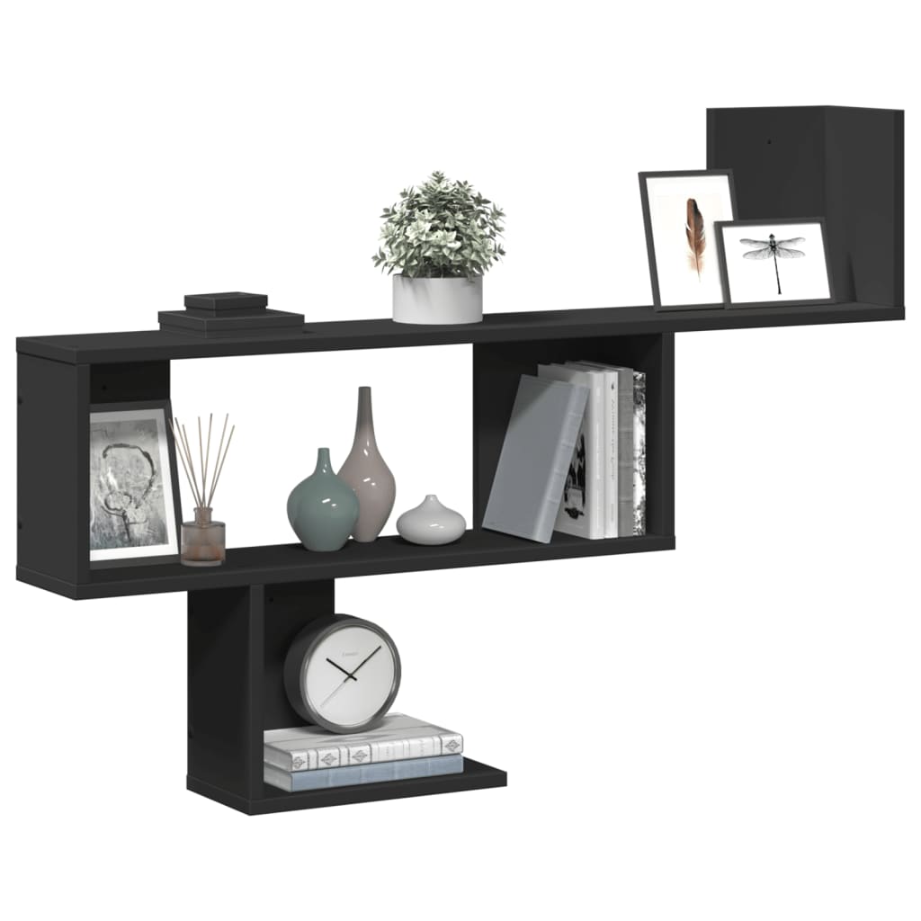 Wall Shelf Black 100x15x70 cm Wood Material