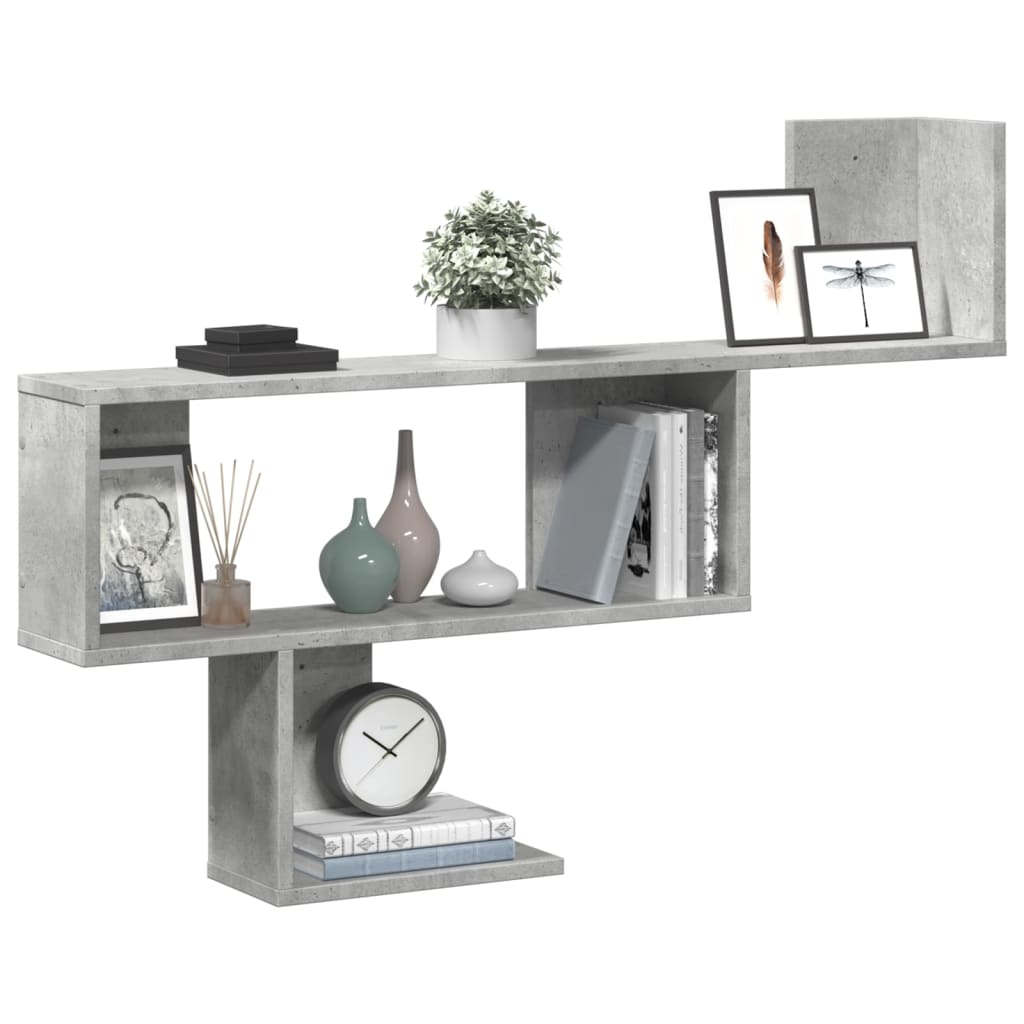 Wall shelf concrete grey 100x15x70 cm wood material