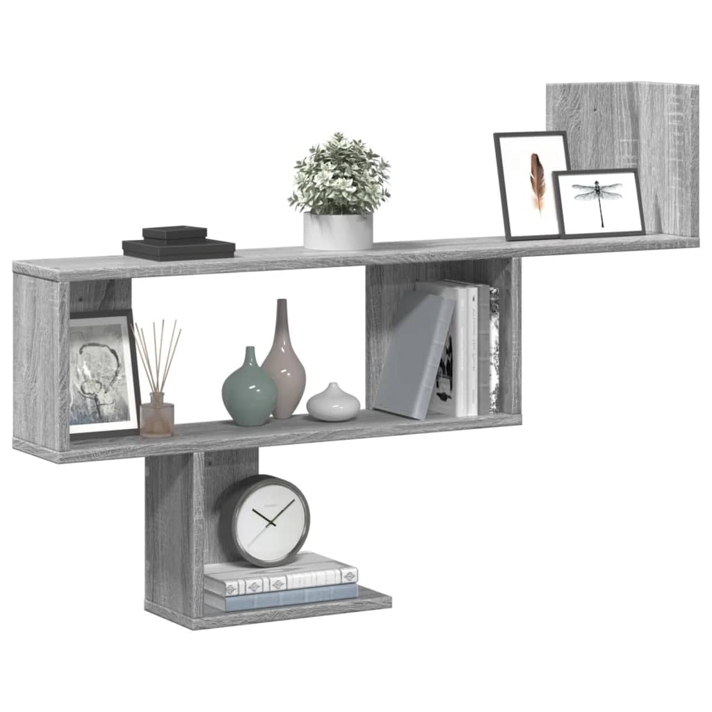 Wall shelf gray Sonoma 100x15x70 cm wood material