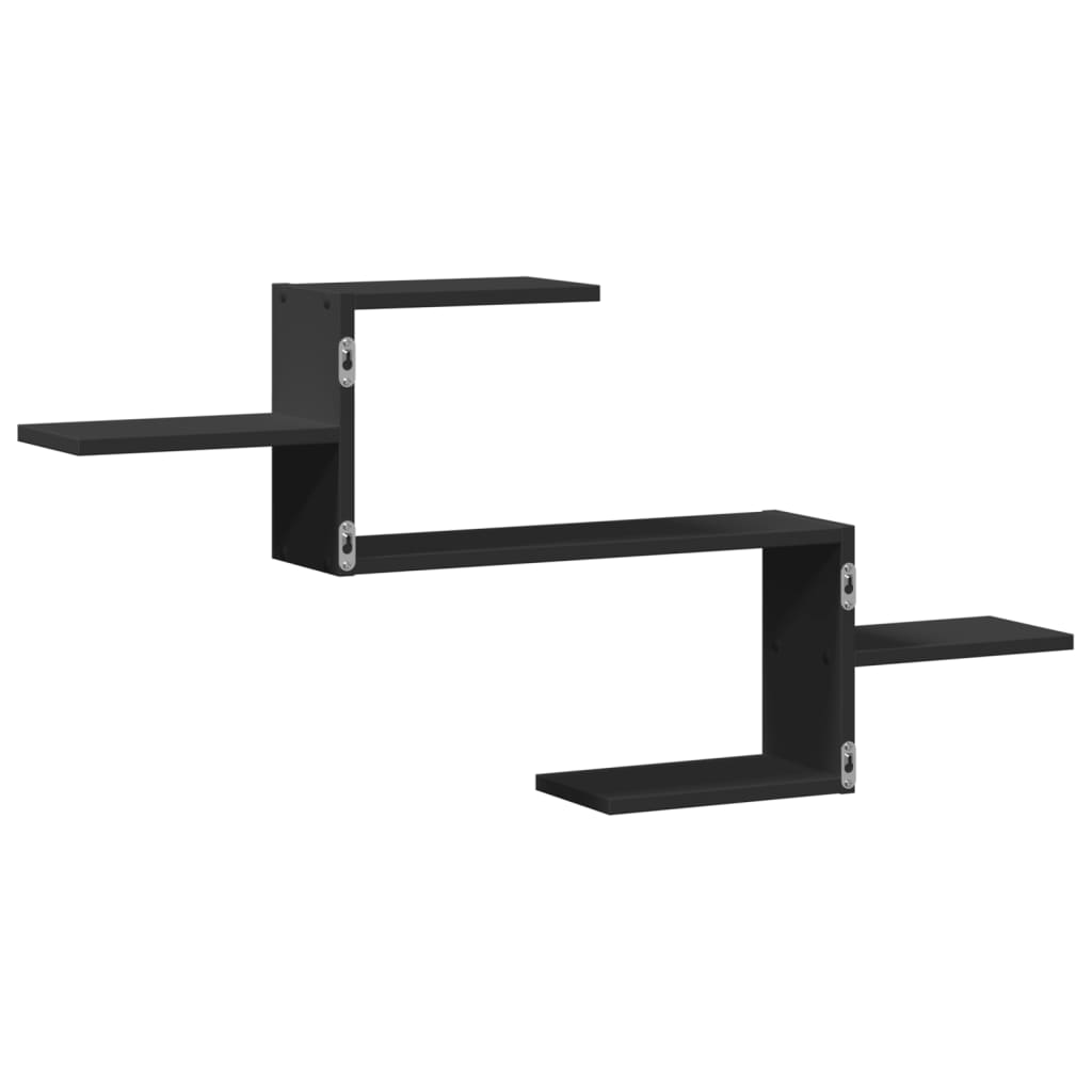 Wall shelf black 104x15x49 cm wood-based material