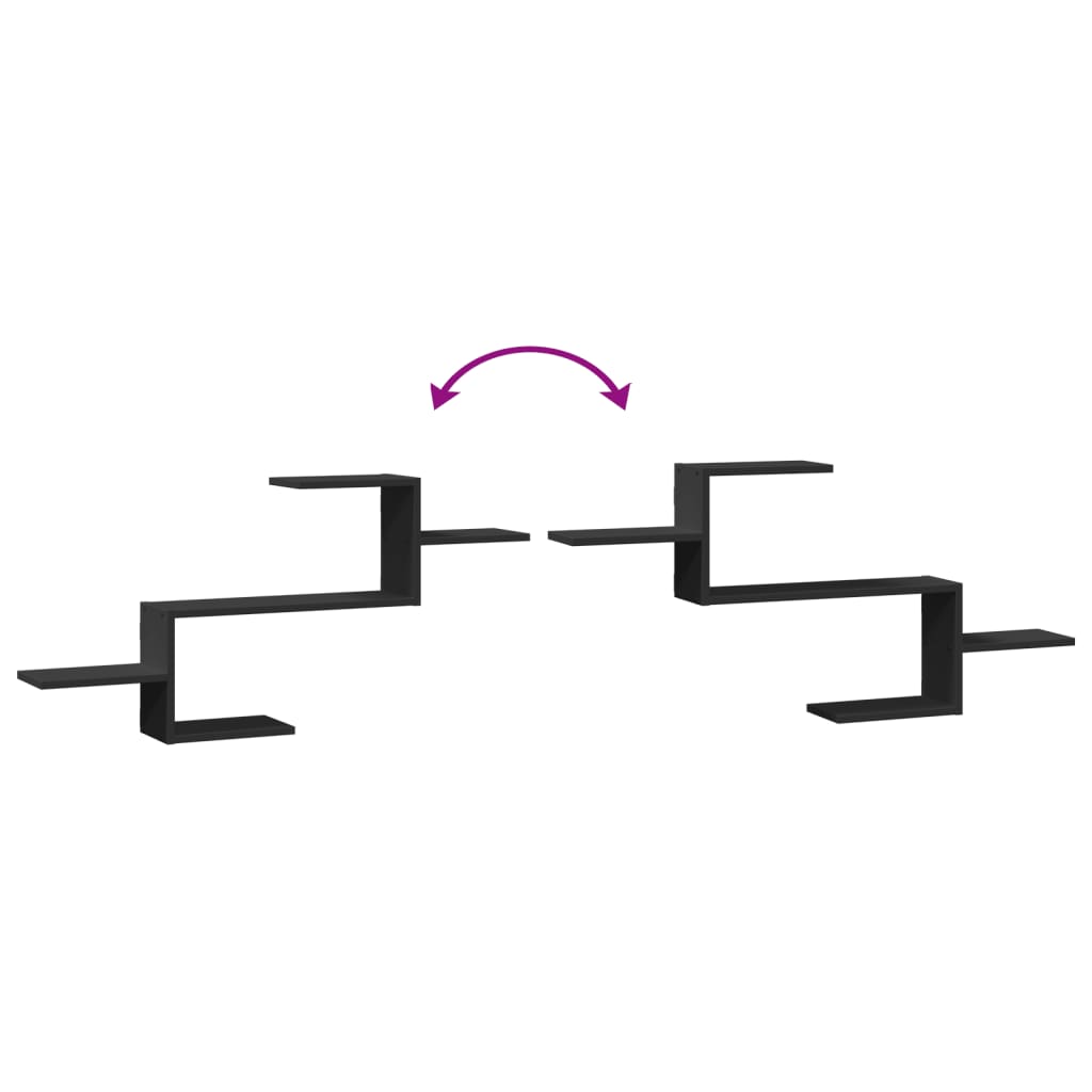 Wall shelf black 104x15x49 cm wood-based material