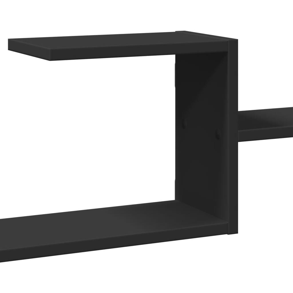 Wall shelf black 104x15x49 cm wood-based material